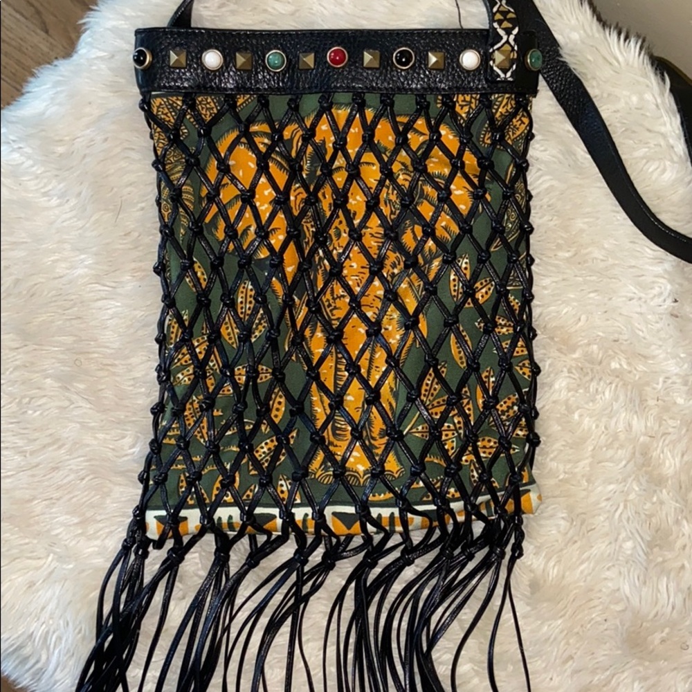 Valentino Fringe African Elephant Shoulder Bag